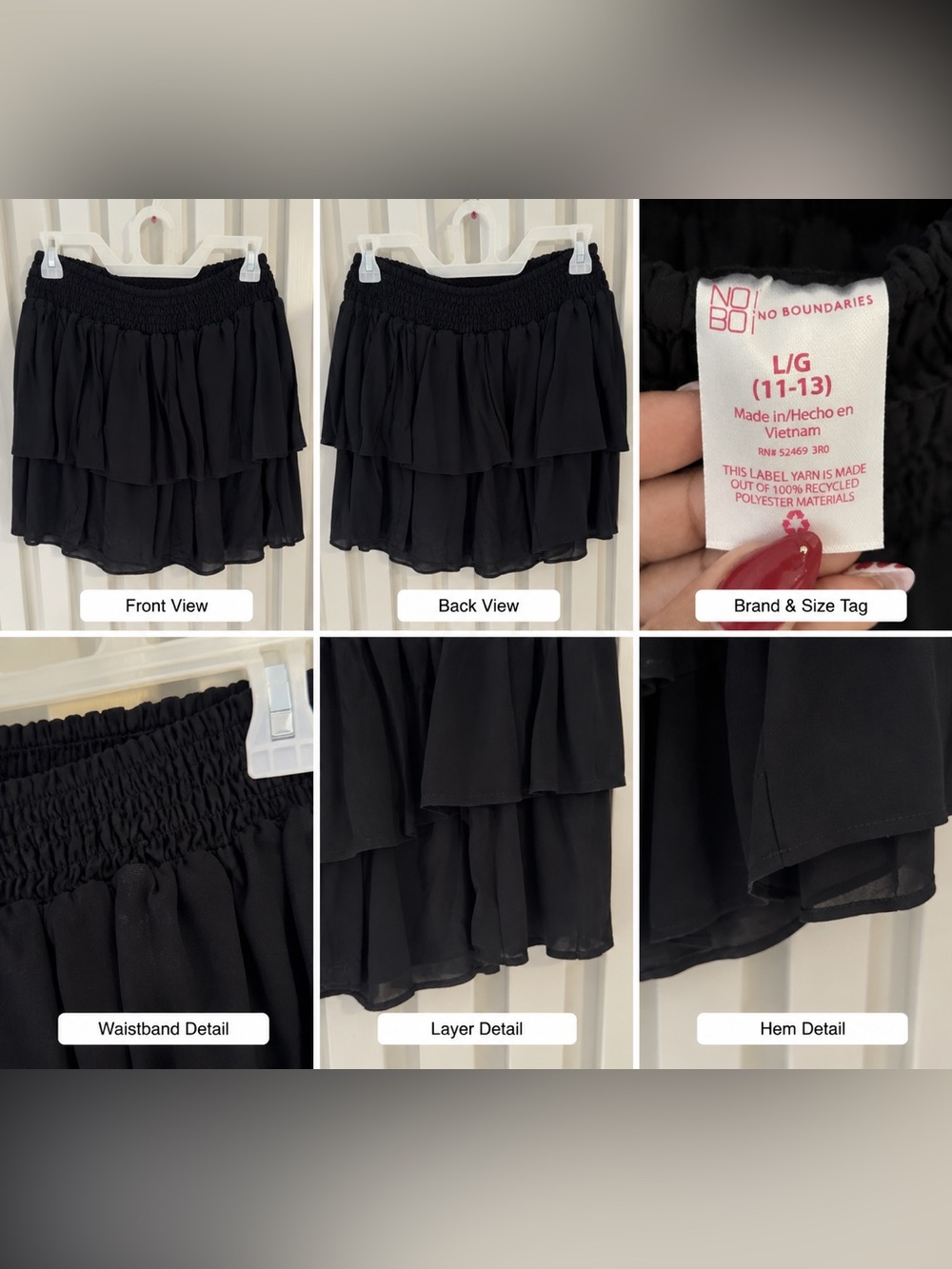 No Boundaries Black Layered Ruffle Skater Skirt